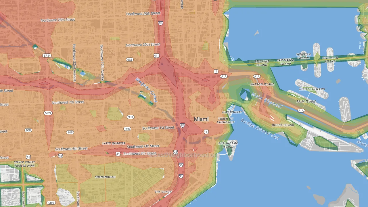 33101, FL Map of Noise Levels in 33101