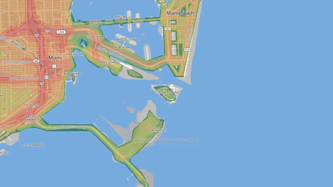 33109, FL Map of Noise Levels in 33109