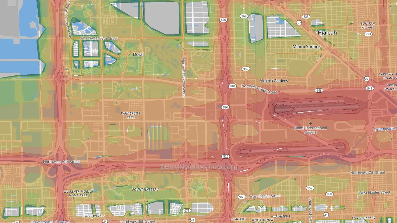 33122, FL Map of Noise Levels in 33122