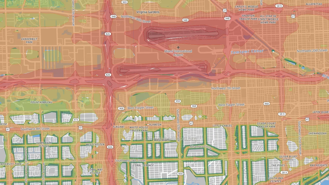 33126, FL Map of Noise Levels in 33126