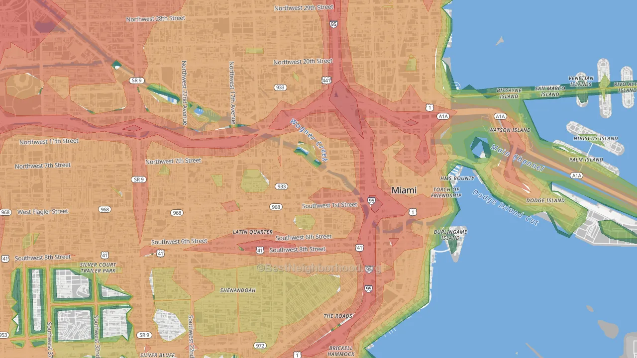 33128, FL Map of Noise Levels in 33128