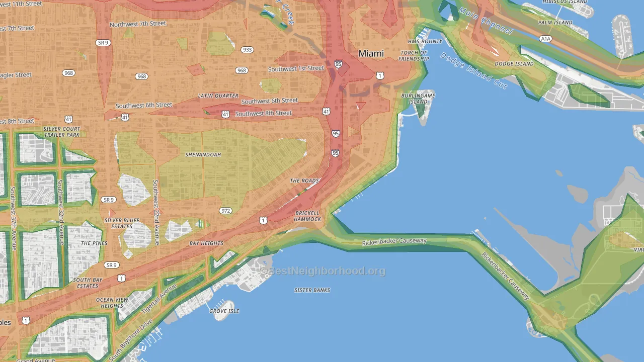 33129, FL Map of Noise Levels in 33129