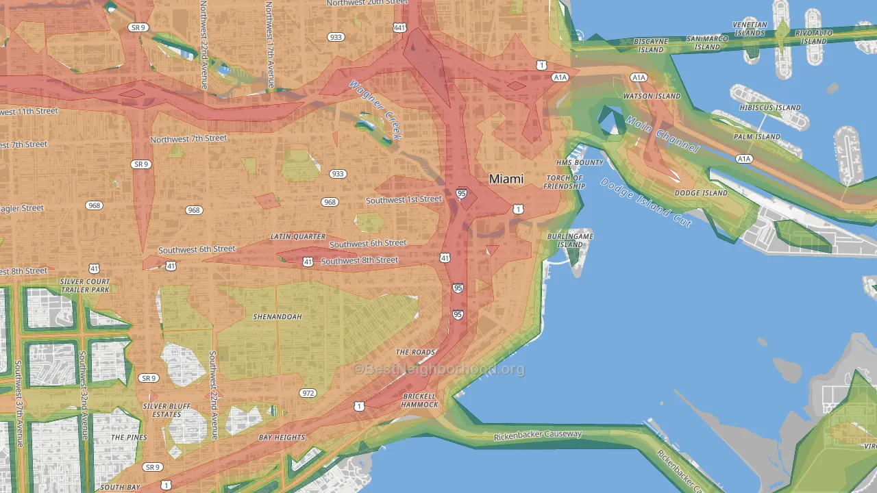 33130, FL Map of Noise Levels in 33130