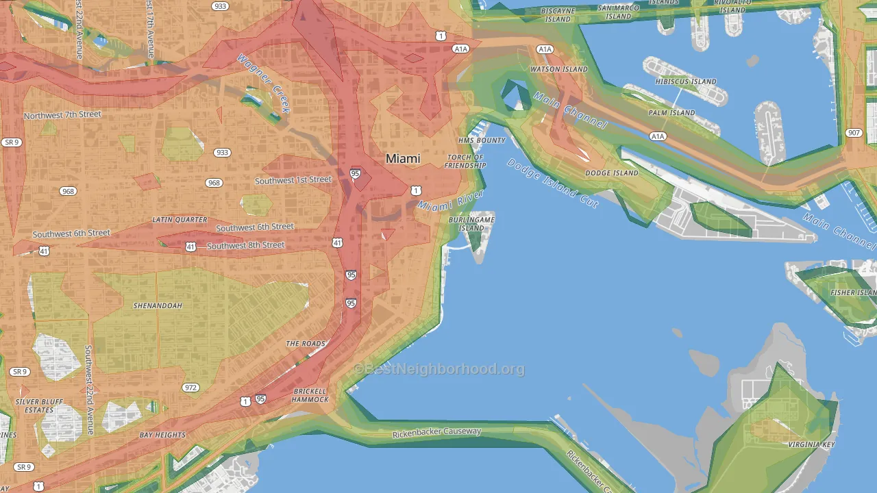 33131, FL Map of Noise Levels in 33131