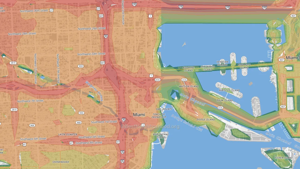 33132, FL Map of Noise Levels in 33132