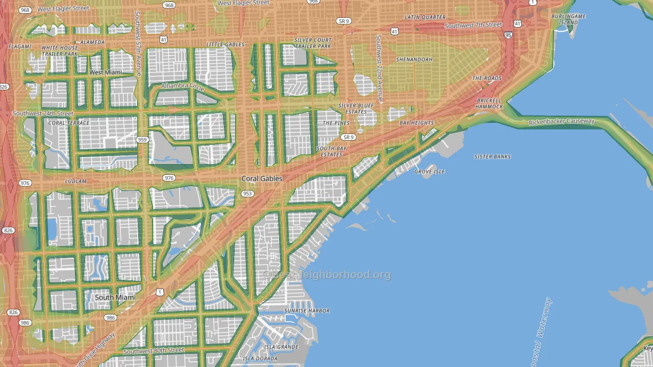 33133, FL Map of Noise Levels in 33133