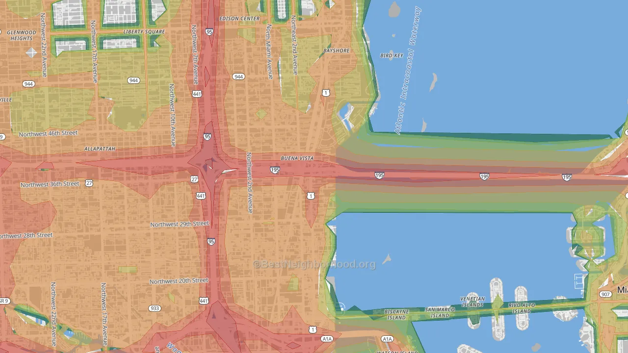 33137, FL Map of Noise Levels in 33137