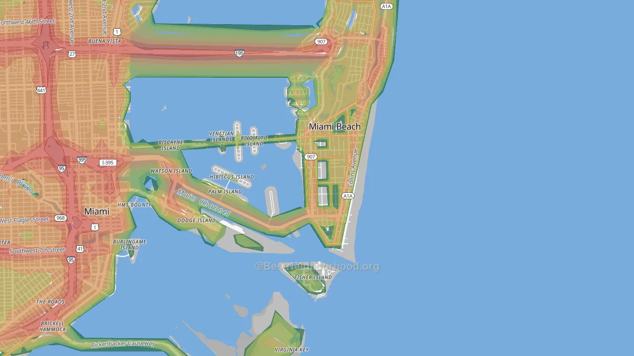 33139, FL Map of Noise Levels in 33139
