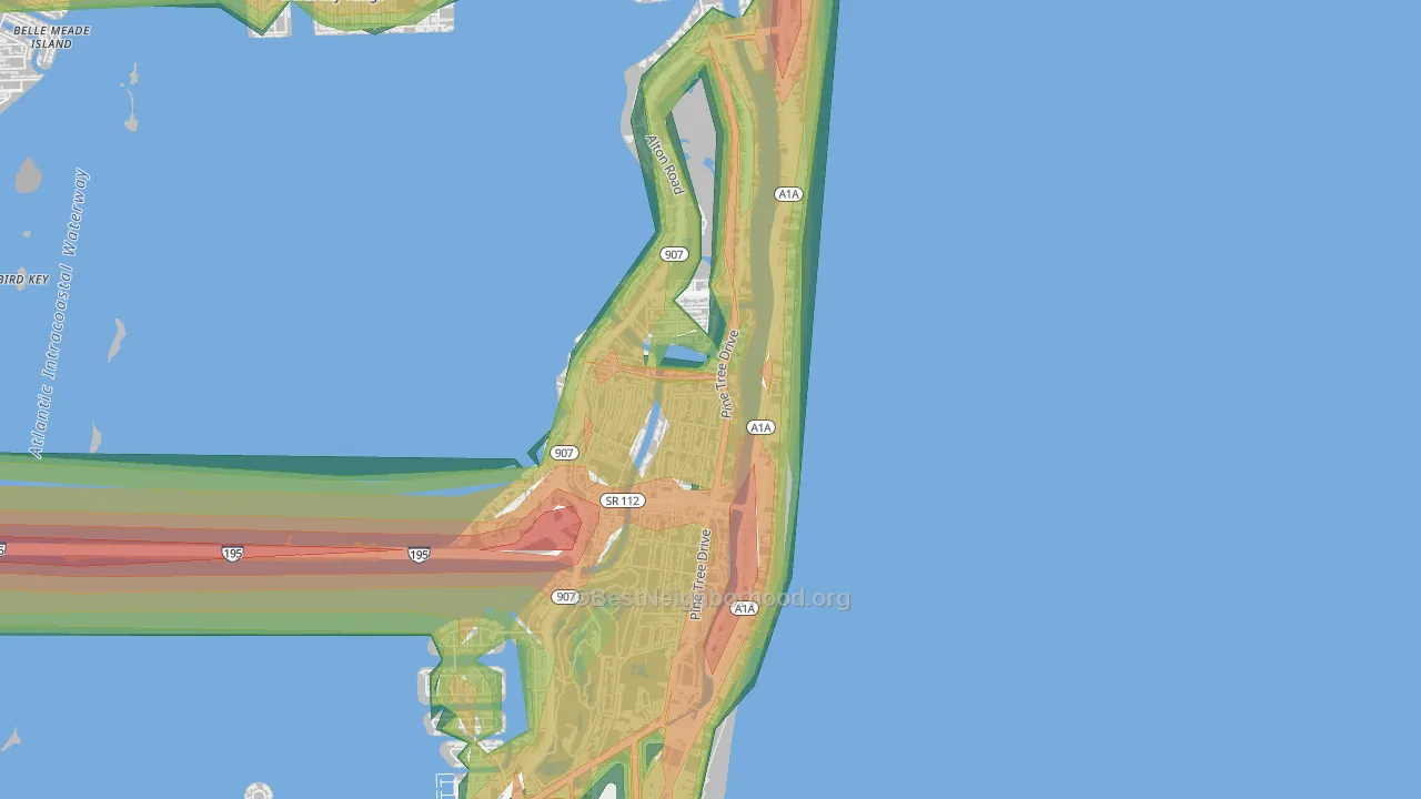 33140, FL Map of Noise Levels in 33140