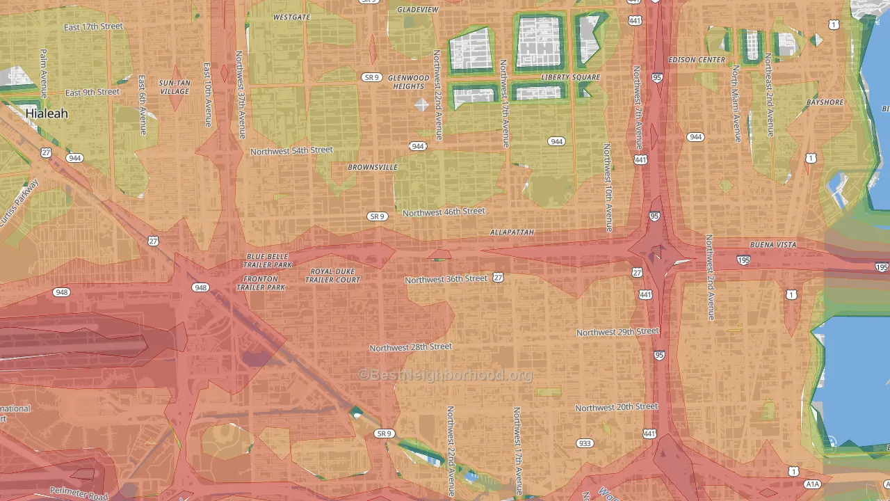33142, FL Map of Noise Levels in 33142