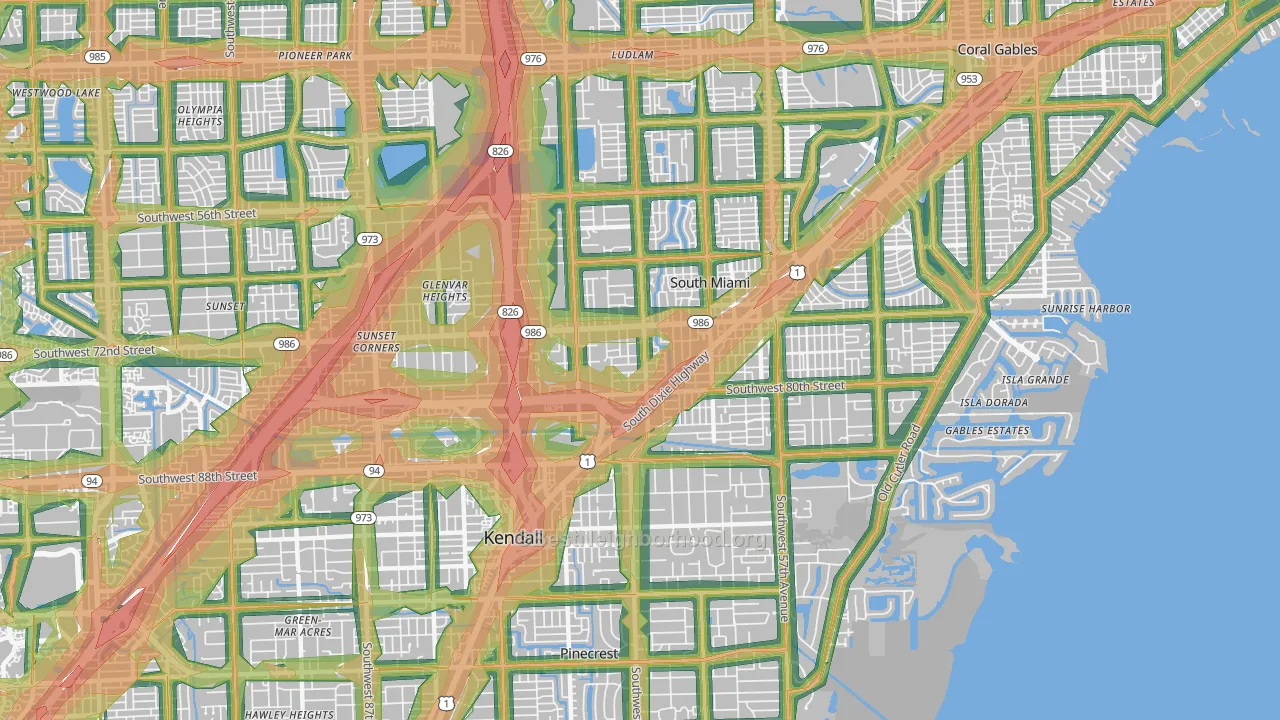 33143, FL Map of Noise Levels in 33143