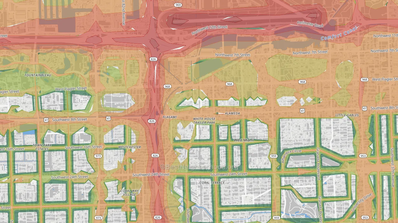 33144, FL Map of Noise Levels in 33144