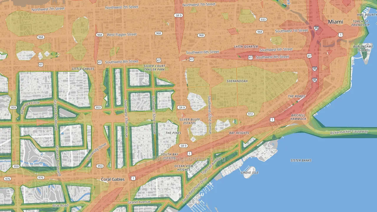 33145, FL Map of Noise Levels in 33145