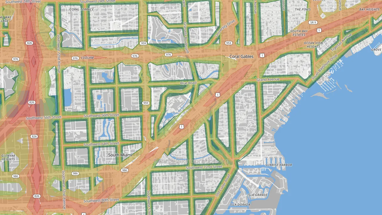 33146, FL Map of Noise Levels in 33146