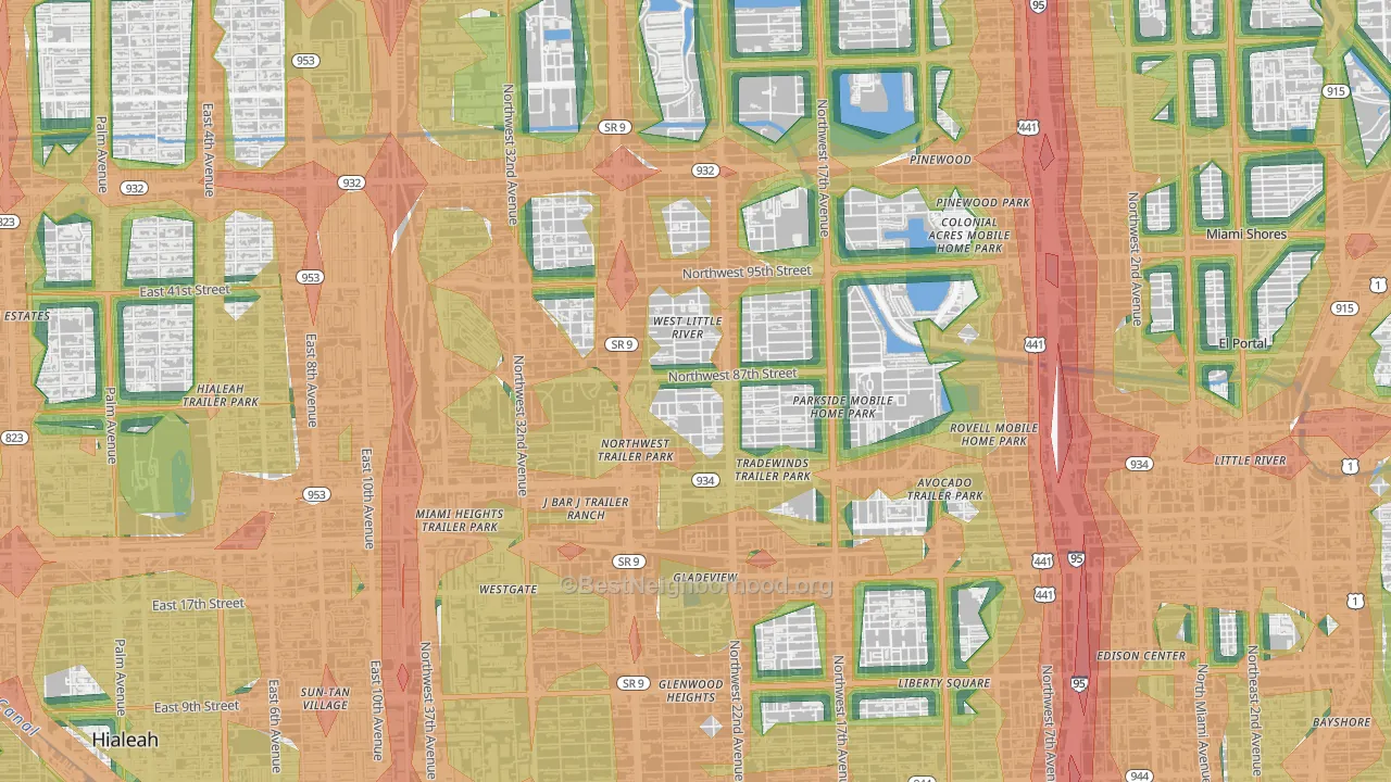 33147, FL Map of Noise Levels in 33147