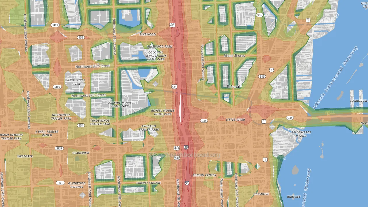 33150, FL Map of Noise Levels in 33150