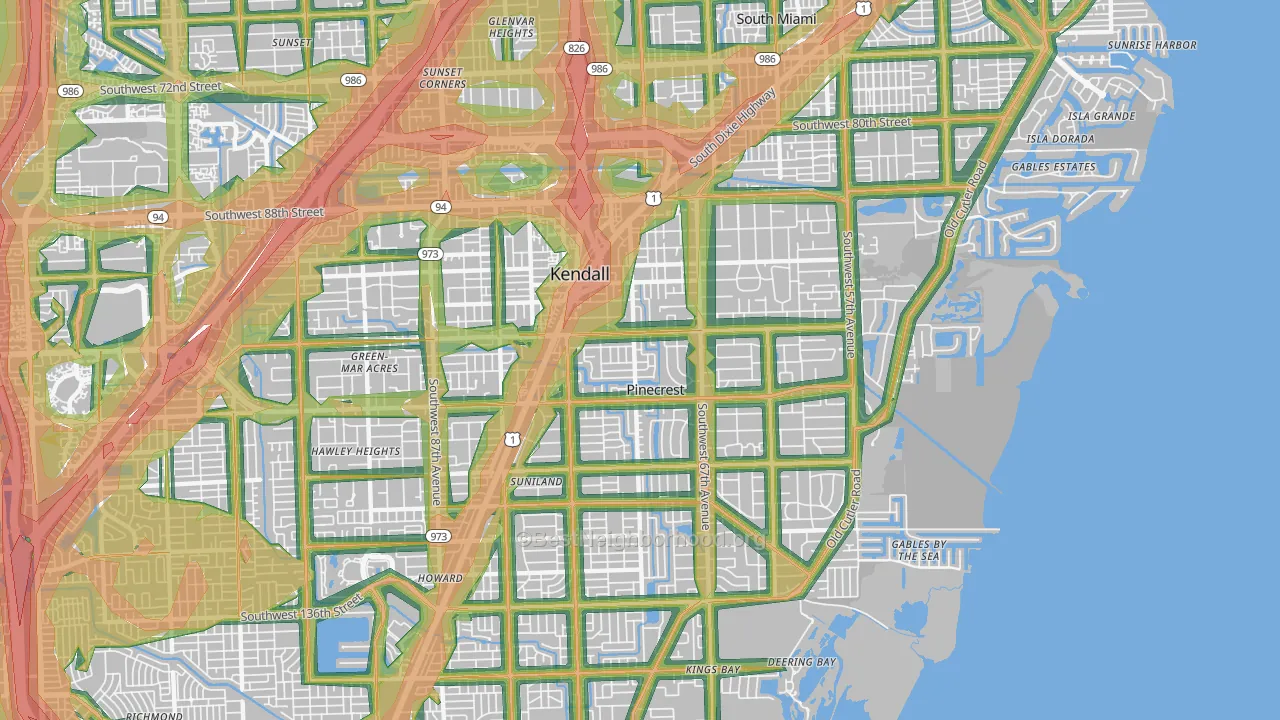 33156, FL Map of Noise Levels in 33156