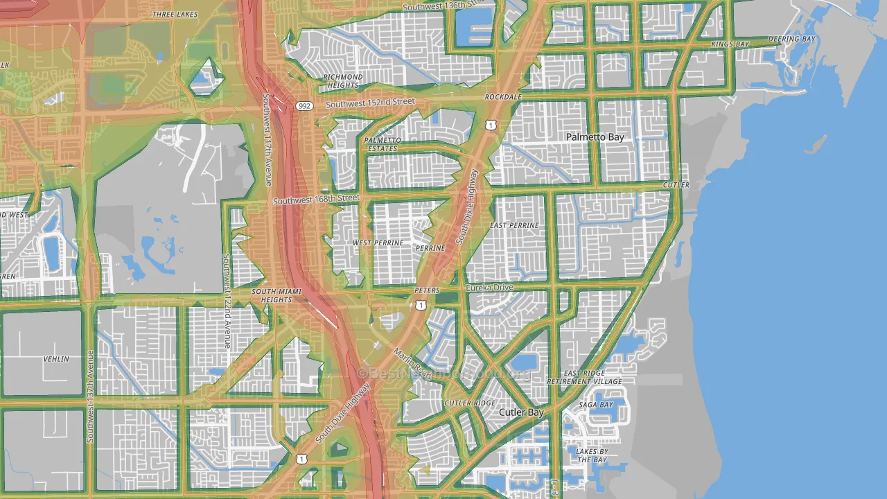 33157, FL Map of Noise Levels in 33157