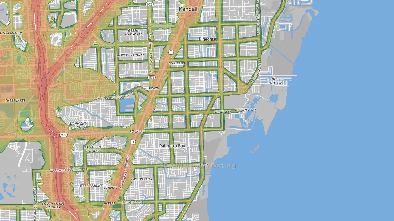 33158, FL Map of Noise Levels in 33158