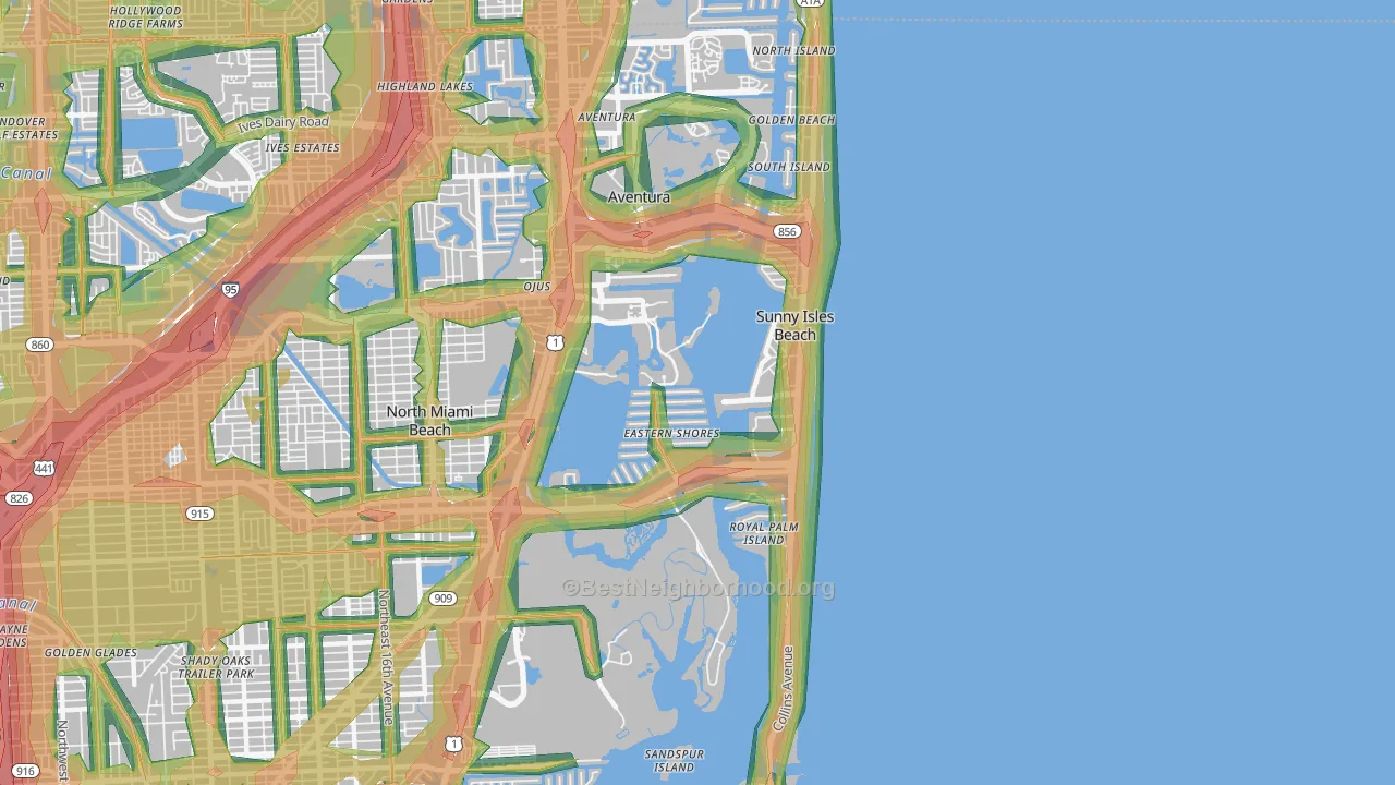 33160, FL Map of Noise Levels in 33160
