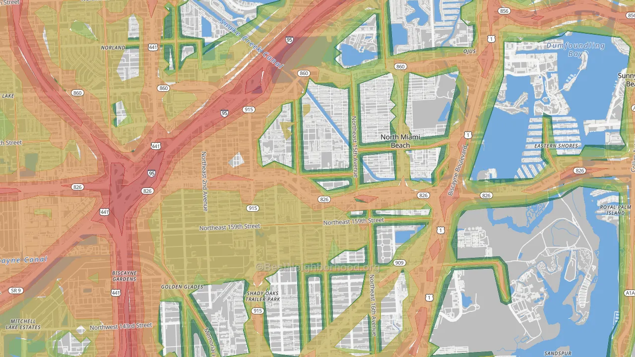 33162, FL Map of Noise Levels in 33162