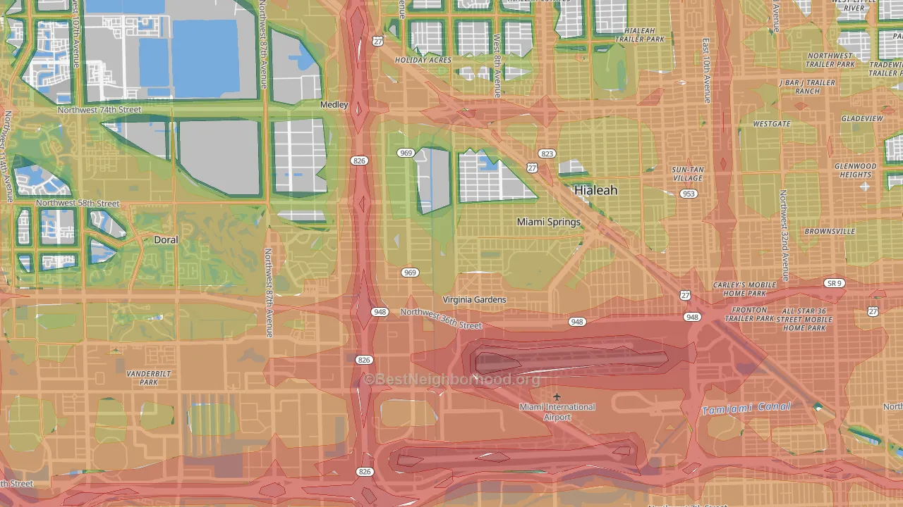 33166, FL Map of Noise Levels in 33166