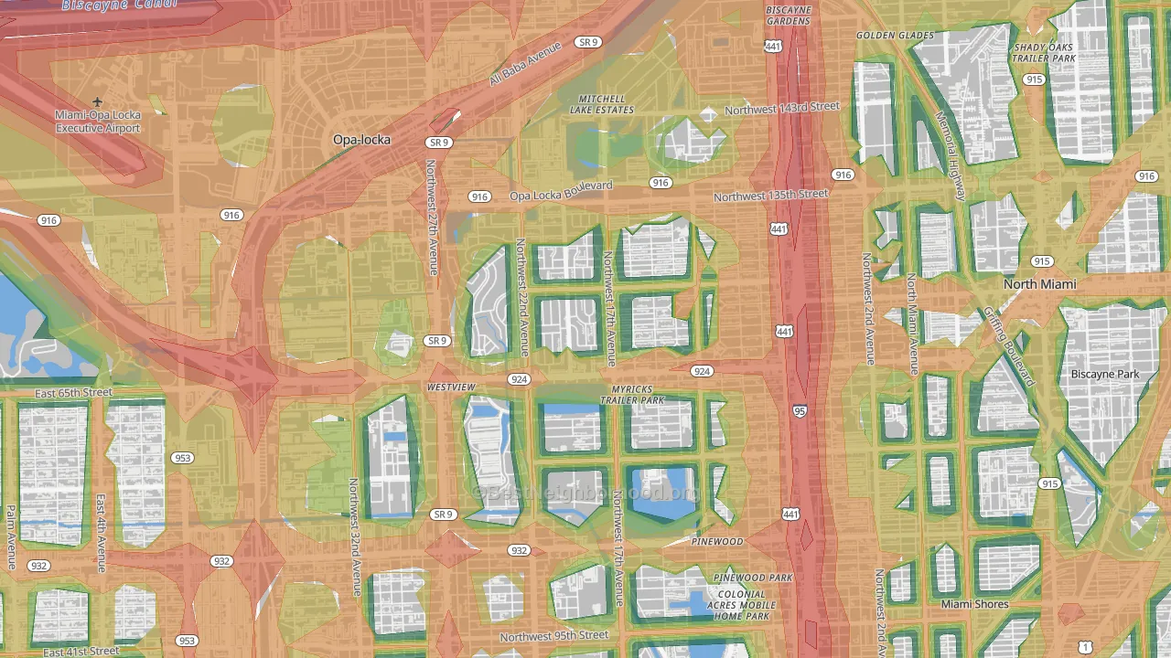 33167, FL Map of Noise Levels in 33167