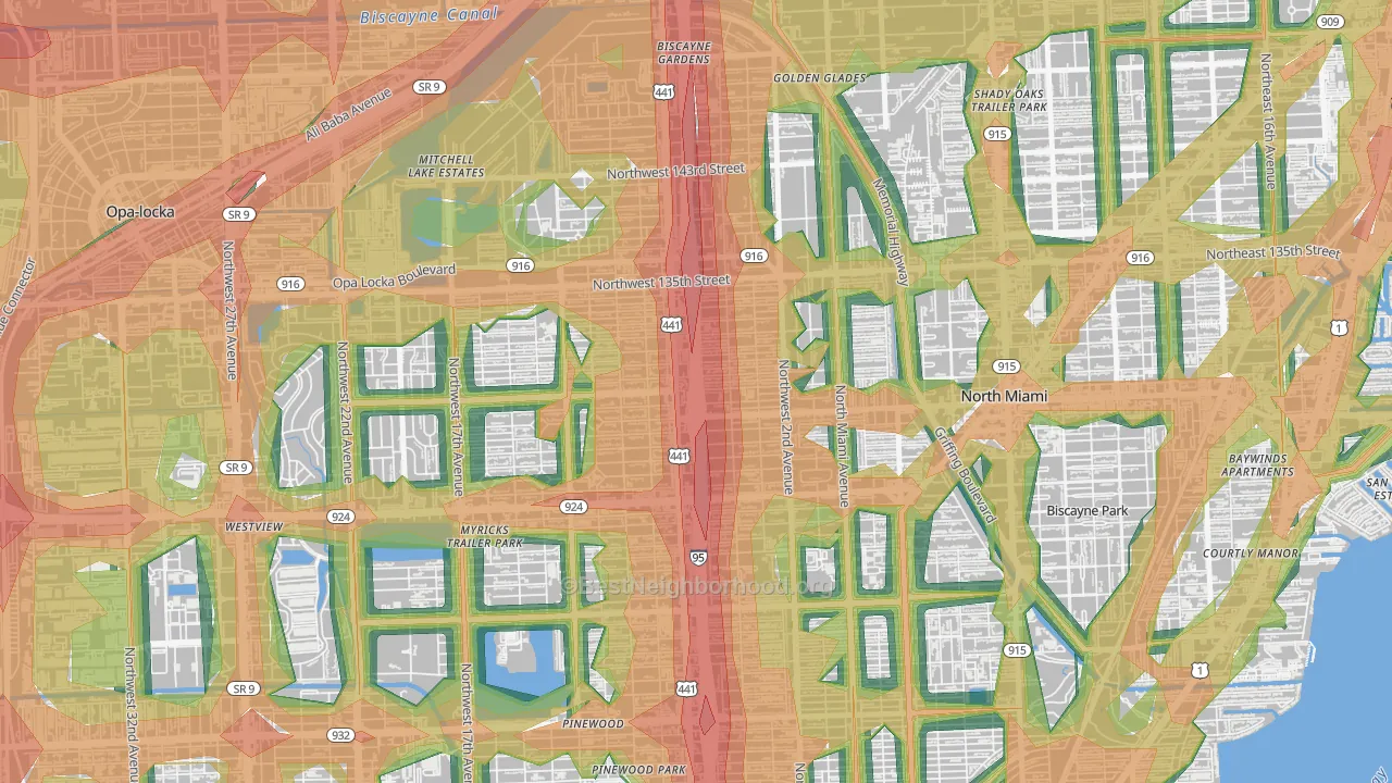 33168, FL Map of Noise Levels in 33168