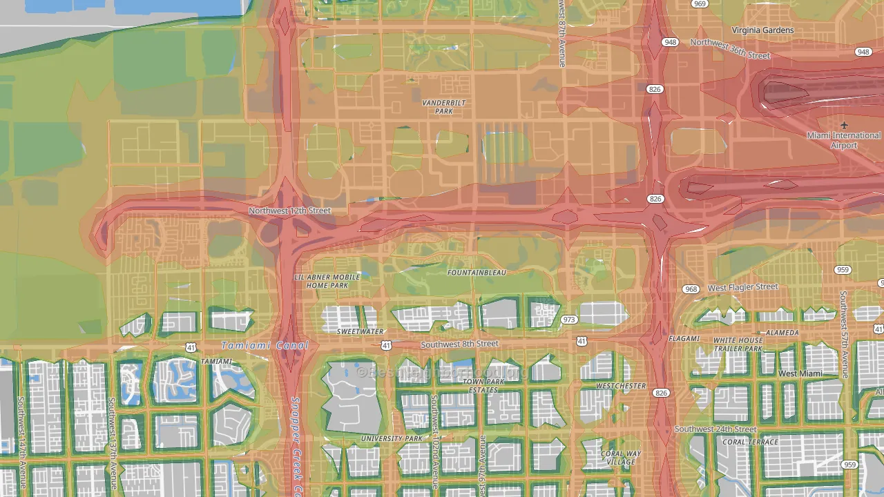 33172, FL Map of Noise Levels in 33172
