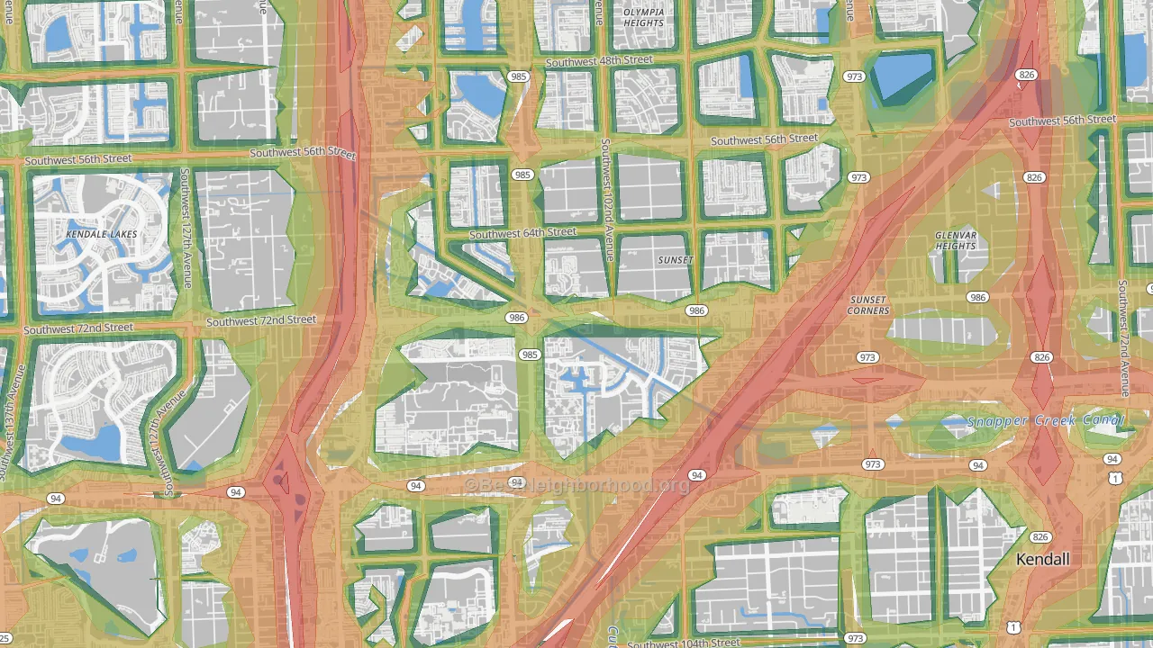 33173, FL Map of Noise Levels in 33173