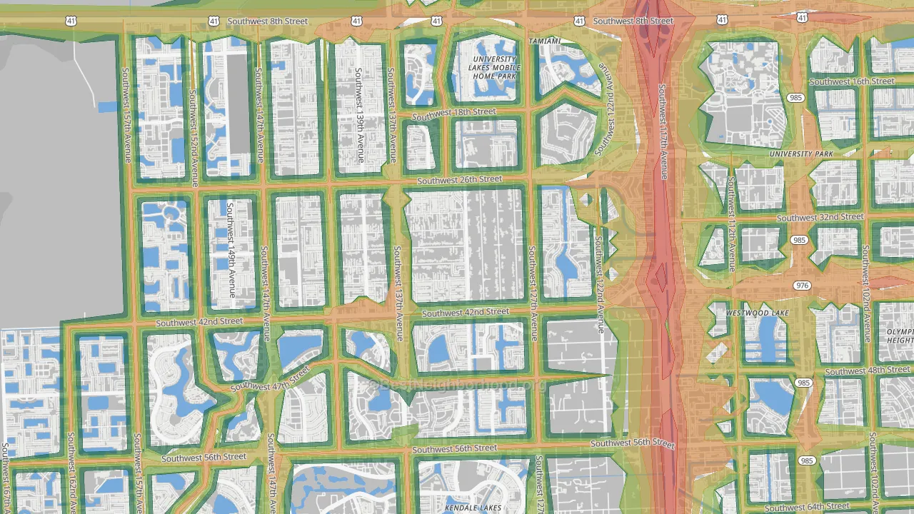 33175, FL Map of Noise Levels in 33175