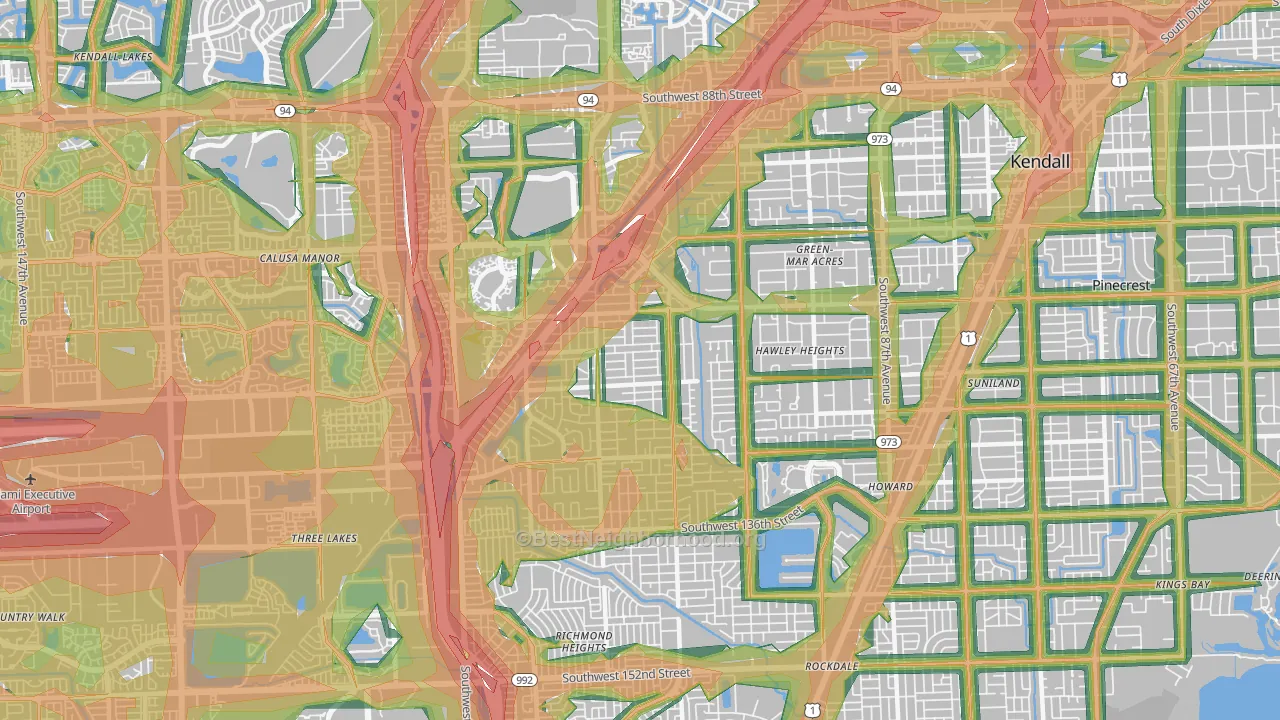 33176, FL Map of Noise Levels in 33176