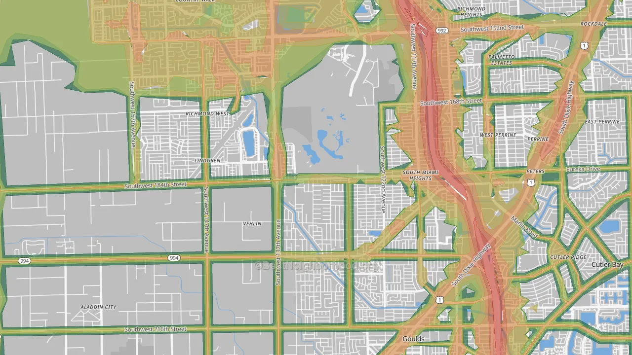 33177, FL Map of Noise Levels in 33177