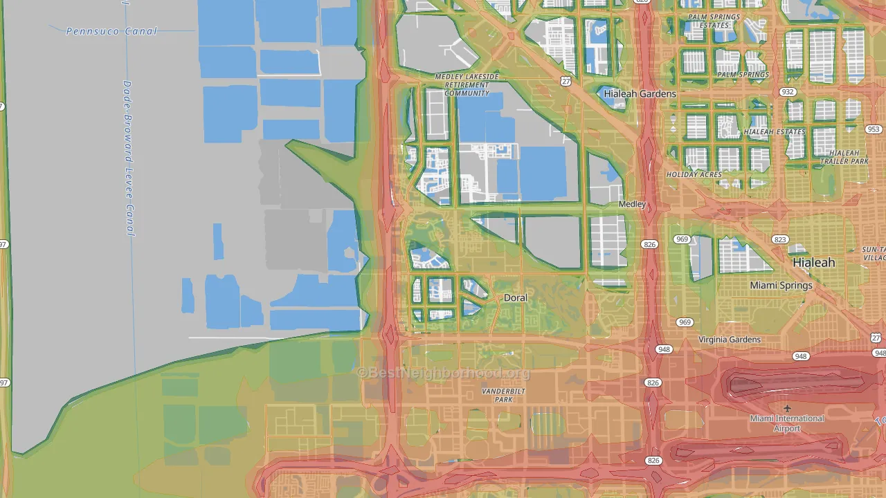 33178, FL Map of Noise Levels in 33178