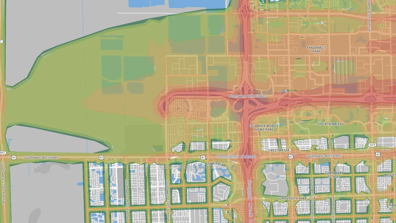 33182, FL Map of Noise Levels in 33182