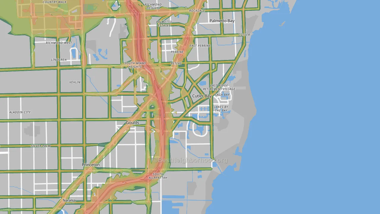 33189, FL Map of Noise Levels in 33189