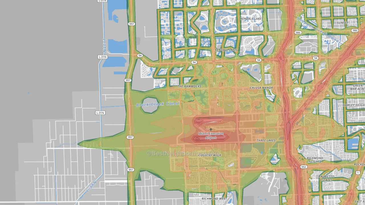 33196, FL Map of Noise Levels in 33196