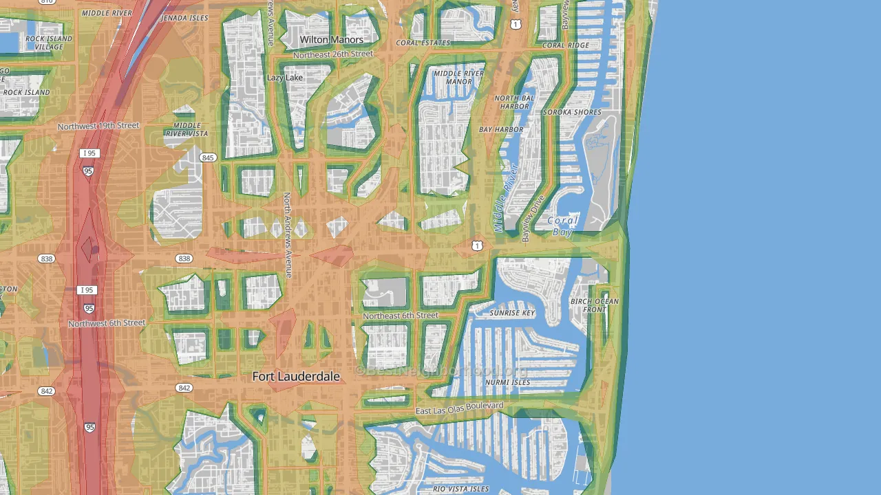 33304, FL Map of Noise Levels in 33304