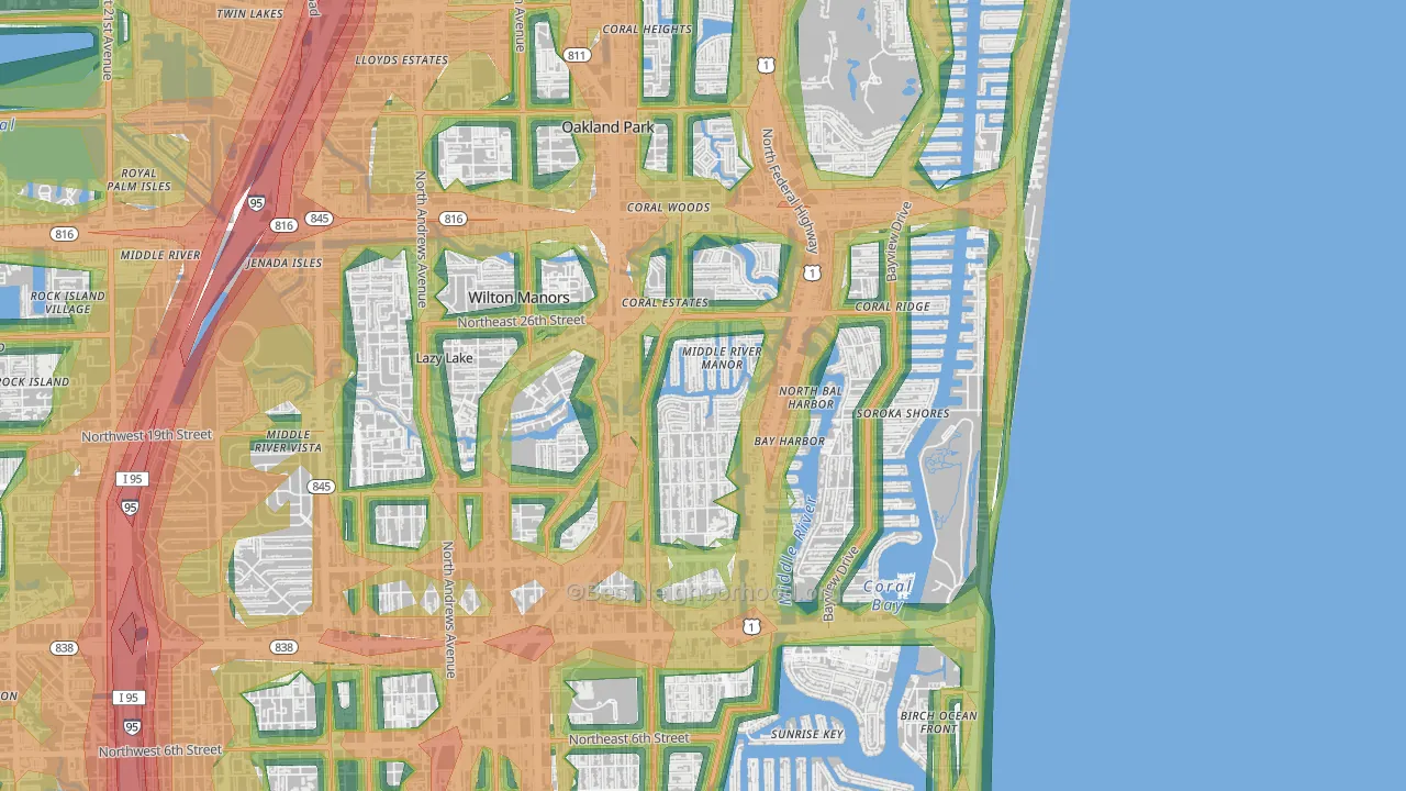 33305, FL Map of Noise Levels in 33305
