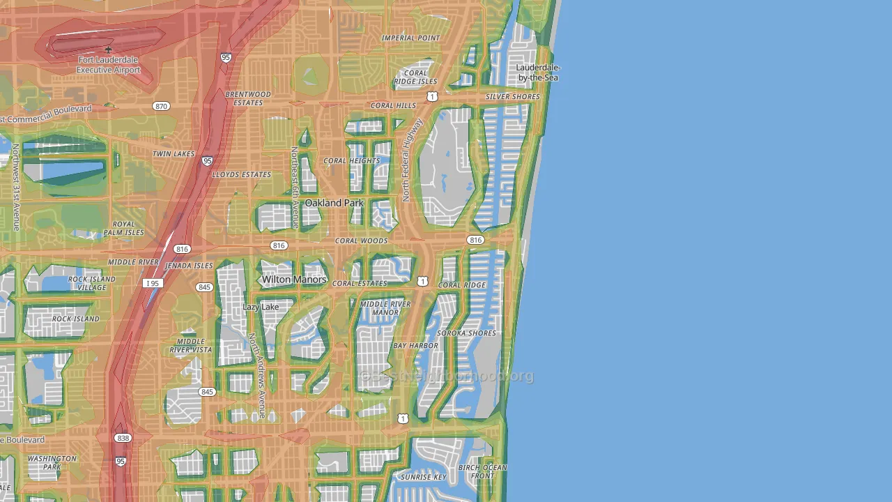 33306, FL Map of Noise Levels in 33306