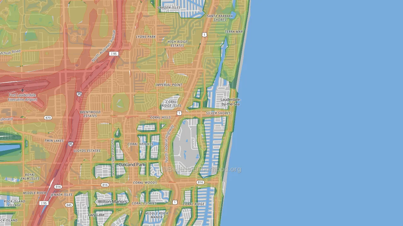 33308, FL Map of Noise Levels in 33308