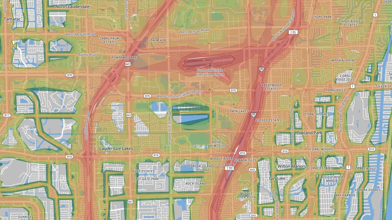 33309, FL Map of Noise Levels in 33309
