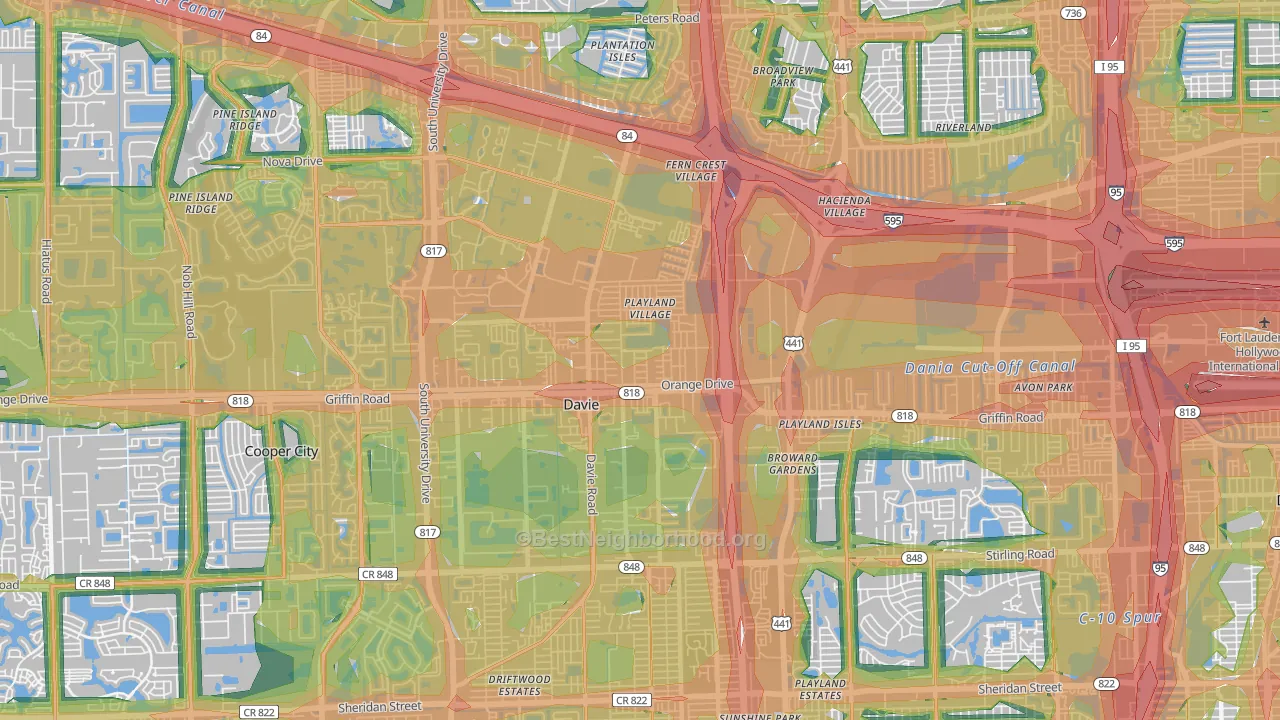 33314, FL Map of Noise Levels in 33314