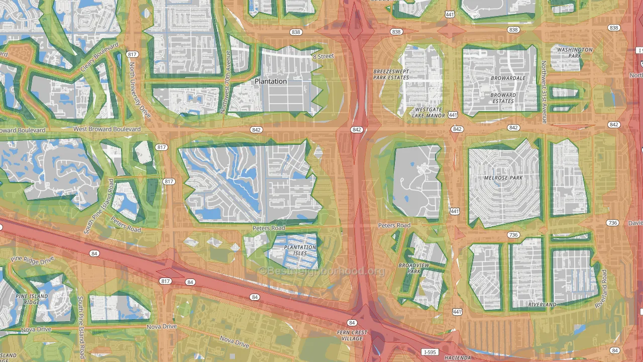 33317, FL Map of Noise Levels in 33317