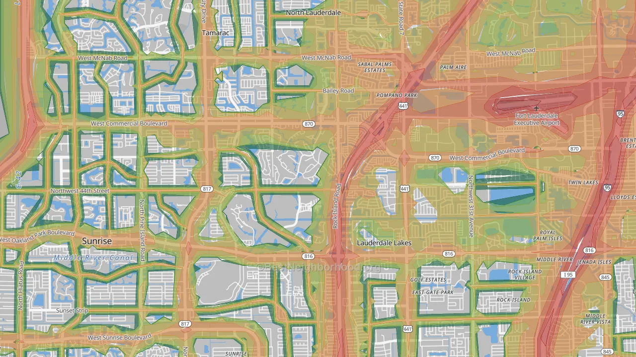 33319, FL Map of Noise Levels in 33319