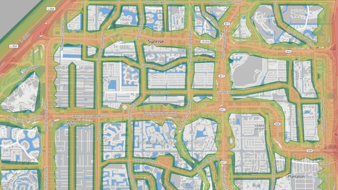 33322, FL Map of Noise Levels in 33322