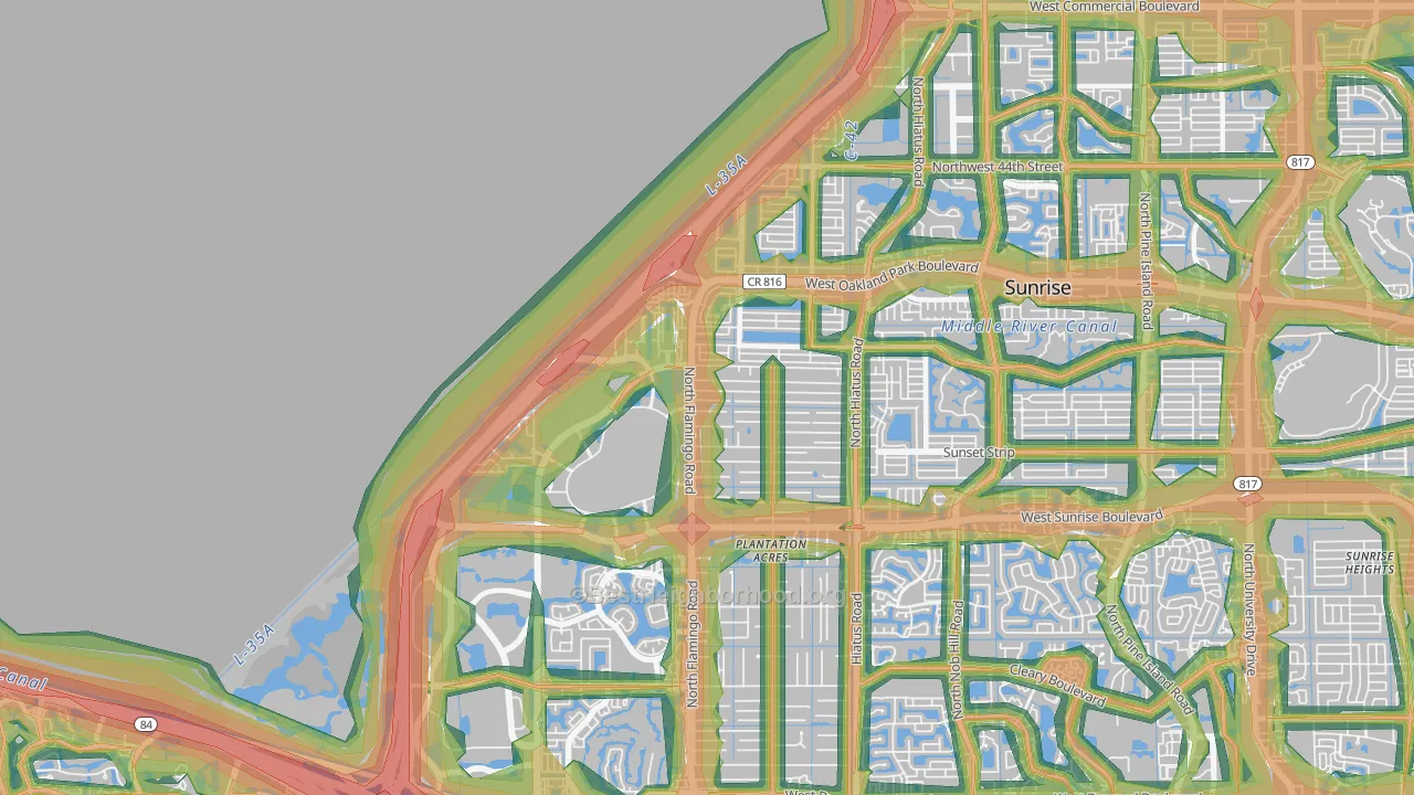33323, FL Map of Noise Levels in 33323