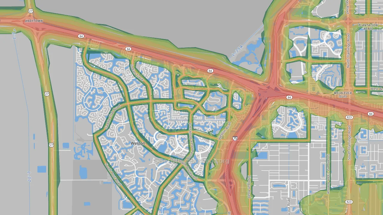 33326, FL Map of Noise Levels in 33326
