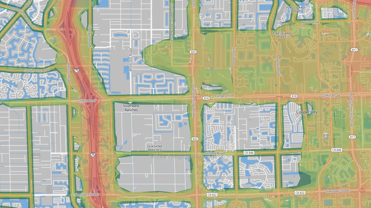 33330, FL Map of Noise Levels in 33330