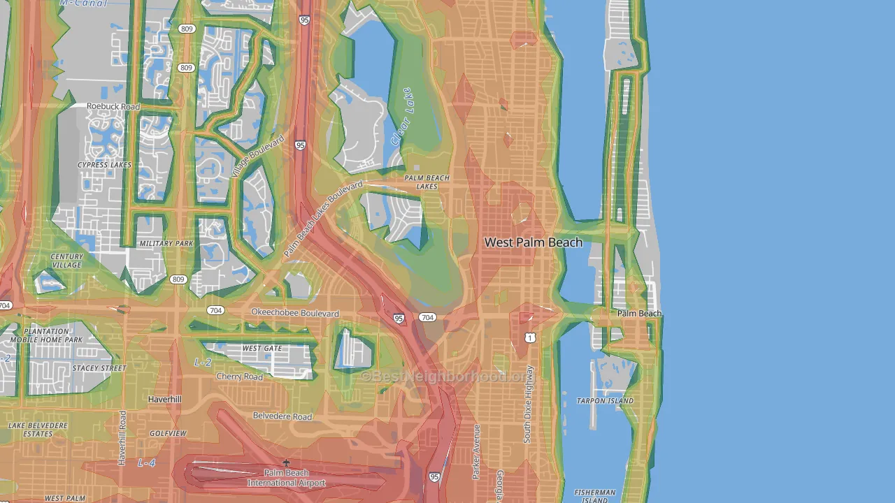 33401, FL Map of Noise Levels in 33401